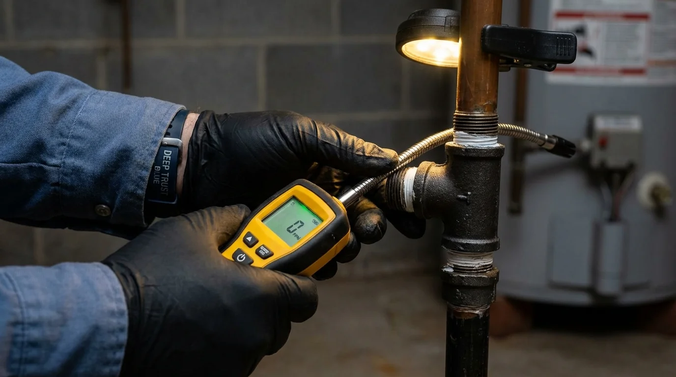 Gas leak detection with electronic sniffer by Johns Plumbing LLC in Saint Cloud