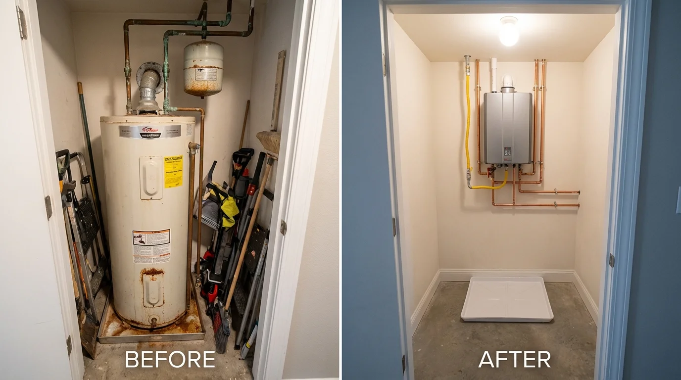 Tank water heater versus wall-mounted tankless unit comparison for Saint Cloud, MN homeowners